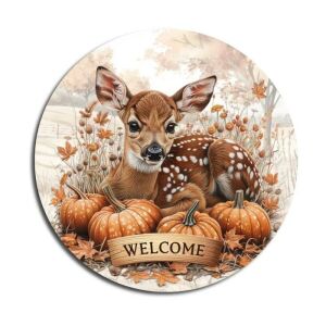 Közelkép a Bambi Welcome nyomtatott fa tábláról, őszi dekoráció - Fa felirat & dekorációs elem