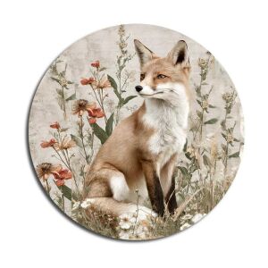 Nyomtatott fa tábla koszorú közép róka mintával - Fa felirat & dekorációs elem