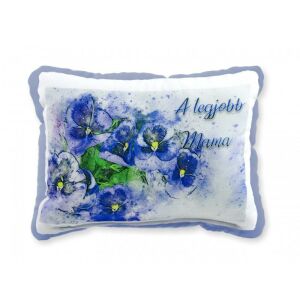 Díszpárna Legjobb Mama ibolyás virágmintás díszpárna, tökéletes ajándék anyukáknak - Díszpárna