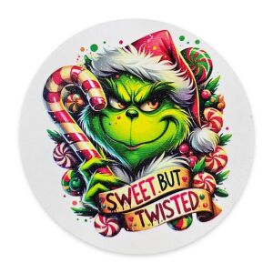 Cukros Grinch nyomtatott fa tábla karácsonyi koszorúhoz, 11,8cm - Fa felirat & dekorációs elem