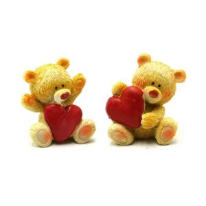 Maci szívvel ülő figura, kétféle: integető és szívet tartó, Valentin napi ajándék - Ajándék ötlet Valentin-napra