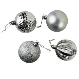 SANTA LILA Komplet 16 bombek srebrnych 143129544 - Ozdoby choinkowe