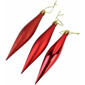 Santa Lila 8 db piros csepp forma karácsonyi dísz készlet