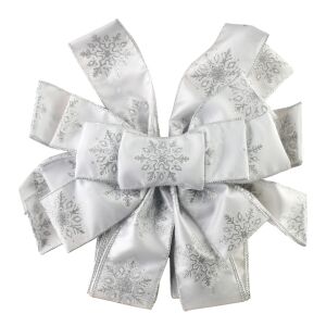 SANTA LILA Kokarda 32x130cm biała srebrn e śnieżynki 143129547 - Boże Narodzenie