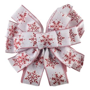 SANTA LILA Kokarda 32x130cm biało czerowna śnieżynka 143129557 - Dekoracja świąteczna