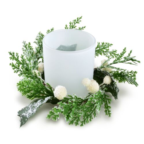 SANTA LILA Üveg LED Gyertyaalap 7x8 cm dekorációval 143129770