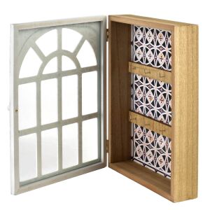 STACY vintage stílusú kulcsrekesz, fehér, 28x21,5x6 cm