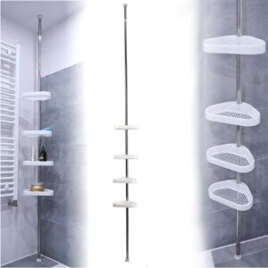 ZAC WHITE teleszkópos fürdőszobai polc, 23x14x260 cm, ezüst-fehér