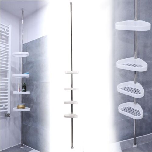 ZAC WHITE teleszkópos fürdőszobai polc, 23x14x260 cm, ezüst-fehér 143129809