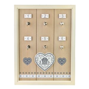 STACY Kulcsfal 40x30x1,5 cm, elegáns fa dekorációval