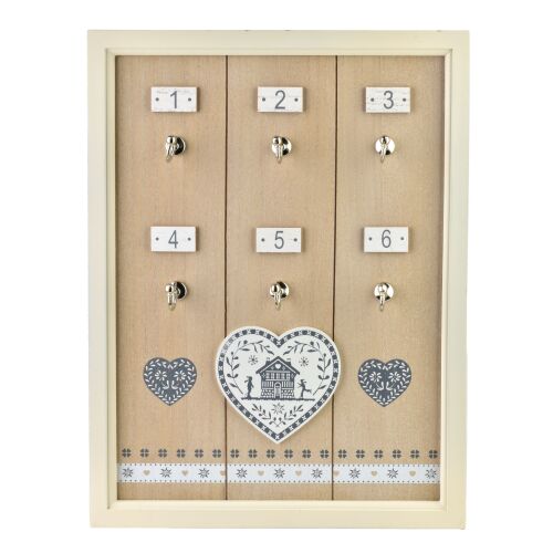 STACY Kulcsfal 40x30x1,5 cm, elegáns fa dekorációval 143129971