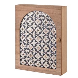 STACY marokkói mintás kulcstartó doboz - elegáns fa kivitel