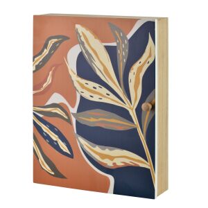 STACY Mió-sötétkék levélmintás kulcstartó doboz 26x20x5,5 cm