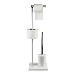 ZAC WC papírtartó és WC kefe állvány, fehér, 20,5x16x65 cm