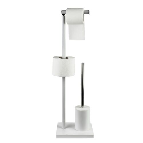 ZAC fehér WC papírtartó és kefe állvány WC papírtekercsekkel