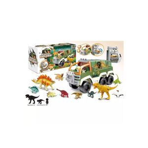 Dinó játékszett járgánnyal 35 cm - Zestaw do zabawy ciężarówką Dinosaur Explorer z figurkami dinozaurów i opakowaniem - Manyuk Toys