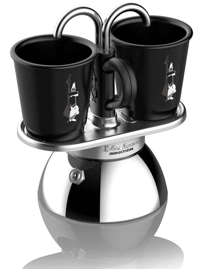 Bialetti - Set Mini Express Induction 2tz Czarna + 2 filiżanki