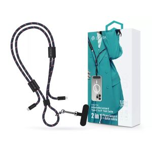 Devia Cable Pro5 Woven 27W PD Type-C/Lightning adat- és töltőkábel + nyakpánt 1.6m - kék 143132291 - Încărcătoare și cabluri
