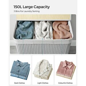 SONGMICS 150L Košara za rublje s 3 odjeljka za tamnu, svijetlu i šarenu odjeću - SONGMICS