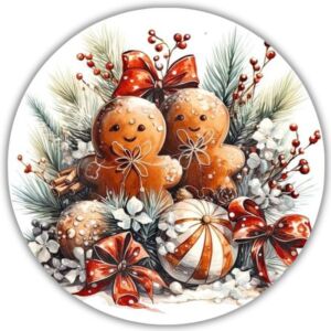 Nyomtatott fa tábla koszorú közép - Mézi pár 14,8cm