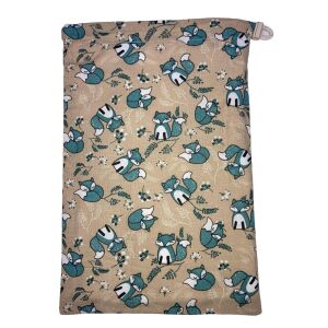 MK Bea Uzsonnás zsák – bézs alapon zöld rókás mintával, PUL béléssel 143142202 - Uzsonnás táska