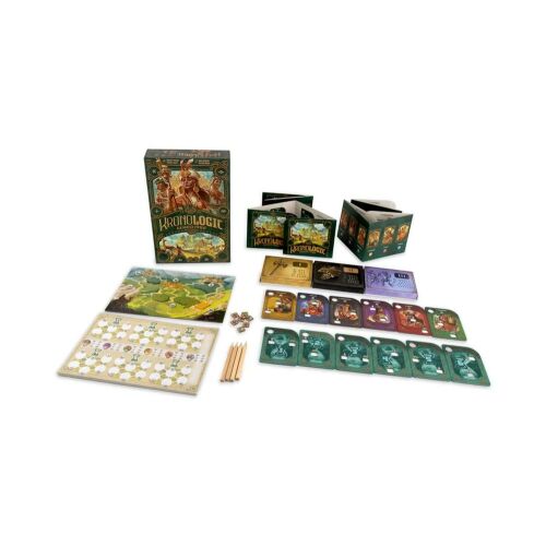 Kronologic - Cuzco 1450 társasjáték alkatrészek, kártyák, tábla és doboz