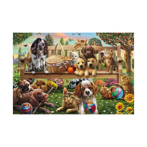 Schmidt 200 db-os puzzle - A garden picnic for dogs and cats (56534) 143142531 - Schmidt