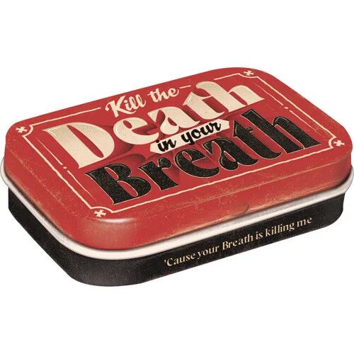 RETRO Kill the Death in your Breath borsmenta cukorka fémdobozban - Édesség