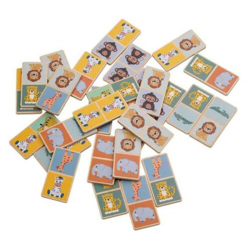 FreeON free2play Domino Safari készlet, 28 darabos fa dominó állat illusztrációkkal