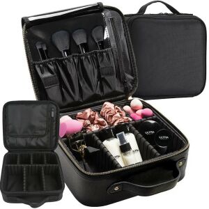 Hiúság tok kozmetikai táska utazási szervező 23cm x 26cm x 10cm, fekete 143155205 - Kozmetikai táska