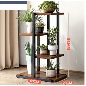 Barna Virágtartó állvány több polccal, méretek 68x60x20 cm - Dekoráció