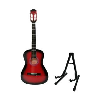 Universal-Ständerset faltbar und 4/4 Konzertgitarre aus Holz, 95 cm, rot 143156912 - Musikinstrumente
