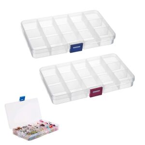 Pudełka na Biżuterię, 2x Plastikowy Organizer z 15 Przegródkami 143165817 - Sortownik narzędzi i części, Zestaw narzędzi, Drabina i wykonawca, System regałów przemysłowych i Akumulator i ładowarka