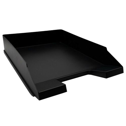 Szögletes nézet a fekete műanyag irattálcáról asztali rendszerezéshez