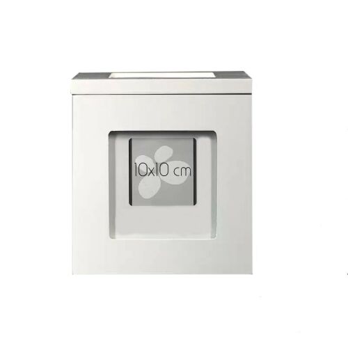 Fehér fa fotóalbum doboz 10x10 cm-es képkerettel