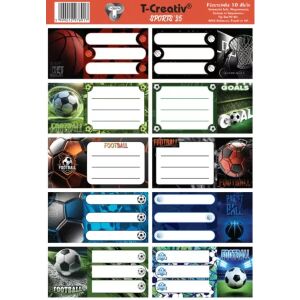 T-Creativ: Етикет за тетрадка със спортен мотив - 10 бр. 143166143 - T-Creativ