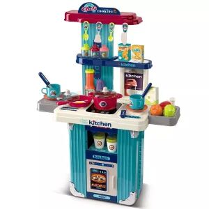 Spielküche im Koffer mit Licht- und Soundeffekten.