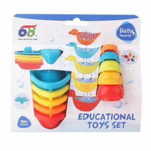 2 az 1-ben toronyépítő és fürdőjáték készlet, 10 db-os 143166499 - Manyuk Toys
