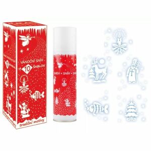 Set spray Műhó cu șabloane pentru decorațiuni de Crăciun, 150 ml - Crăciun