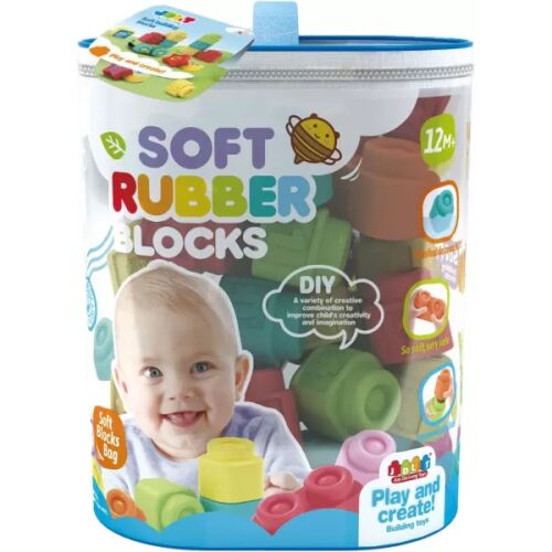 Puha bébi építőkocka készlet, 36 db-os