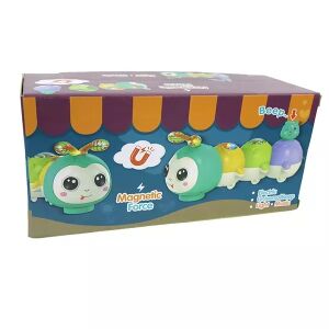 Mászó hernyó játék csomagolása: Mágneses hernyó játék doboz fényekkel és zenével - Manyuk Toys