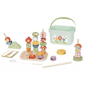 Tooky Toy Virágoskert Holz Lernspielzeug Set mit Stapel-, Sortier- und Fädelaktivitäten - Entwicklungsspiele für Kinder im Kindergartenalter