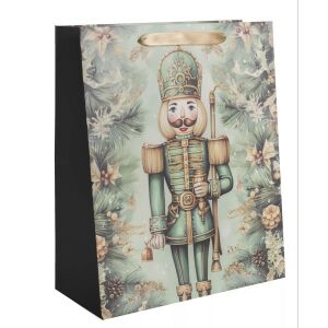 PT.M.DIÓTÖRŐ Geschenkbeutel mit grünem und goldenem Nussknacker, festliches Urlaubsdesign - Kunst & Hobby