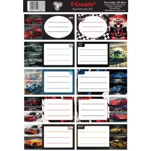 T-Creativ: Etichete pentru caiet cu model mașină sport - 10 bucăți 143167244 - T-Creativ