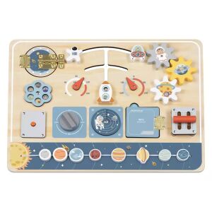 Tooky Toy Space Busy Board, hölzernes Entwicklungsspielzeug für die Feinmotorik - Babywalker und Entwicklungsspiele für Kleinkinder