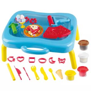 Playgo Modellierton-Set im Koffer, der sich in einen Tisch verwandelt, mit buntem Ton und Werkzeugen - Playgo