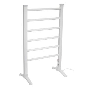 Home FTW22 Fűtött, elektromos ruhaszárító, fürdőszobai törölköző szárító hősugárzó, 90 W, alumínium, szabadon álló kivitel, 50 °C állandó hőmérséklet, vízálló kapcsoló, IPX2