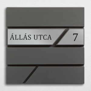 Modern postaláda gravírozott névtáblával, antracit, ezüst színnel, 1 soros
