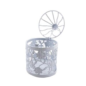 Madár kalitka fehér fém henger margaréta mintás 9x14cm 143173935 - Mécsestartó