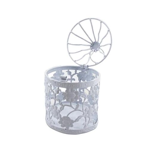 Madár kalitka fehér fém henger margaréta mintás 9x14cm 143173935